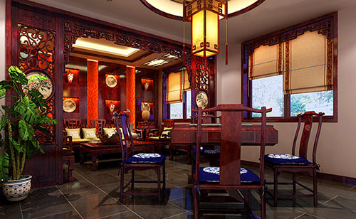 河南古典中式风格茶楼包间设计装修效果图